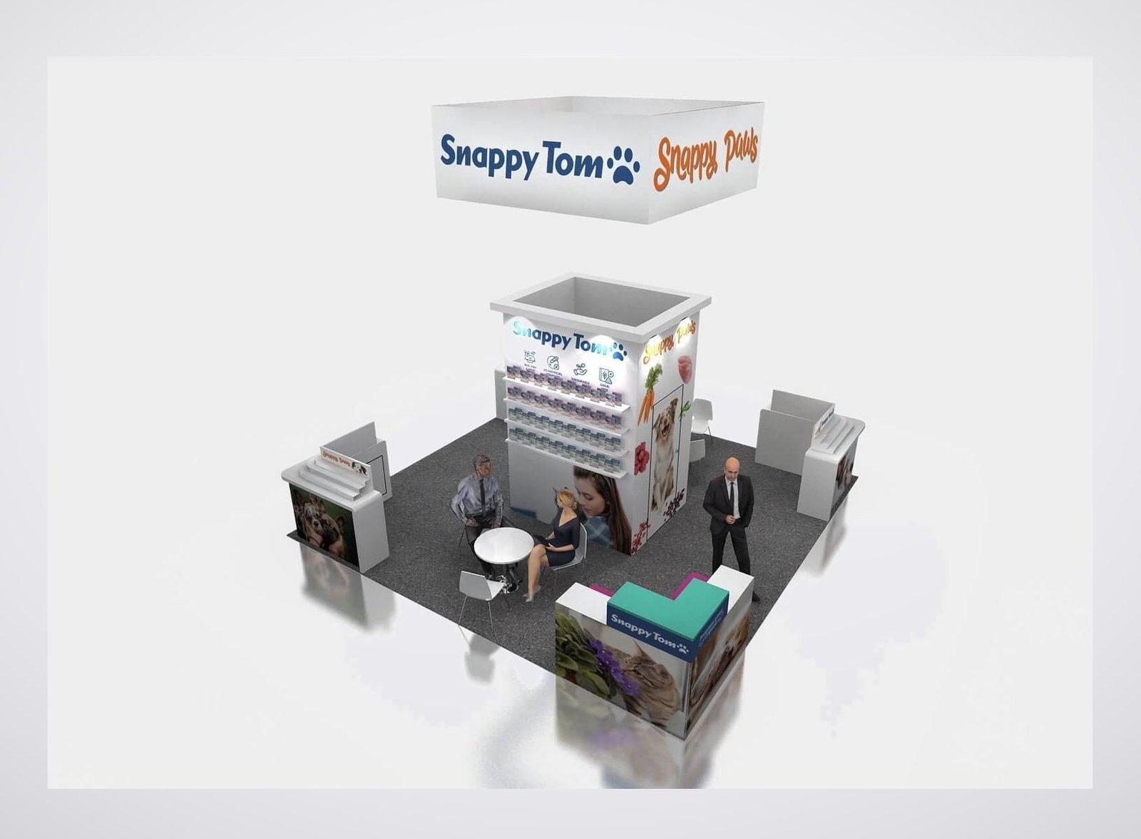 Snappy Tom 20x20 trade show booth display at Super Zoo 2024