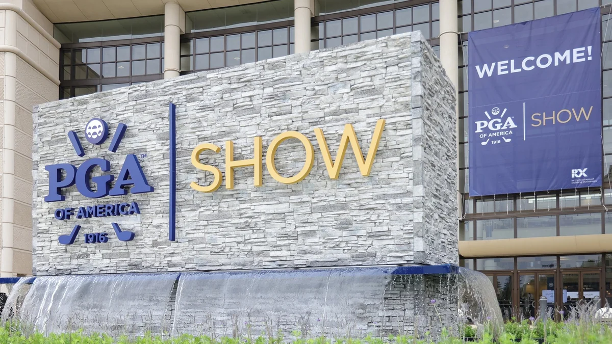 PGA Show entrance signage outside the Orange County Convention Center