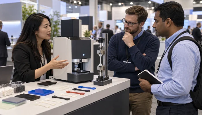 Polymer testing instrument booth concept for a North American trade show