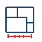 Floor plan and measuring ruler icon