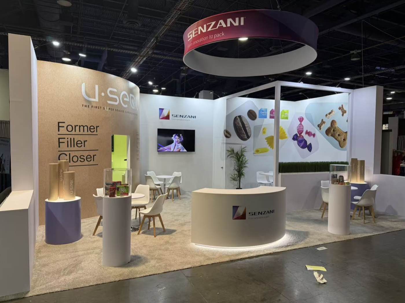 Senzani 20 by 30 foot booth at PACK EXPO 2025