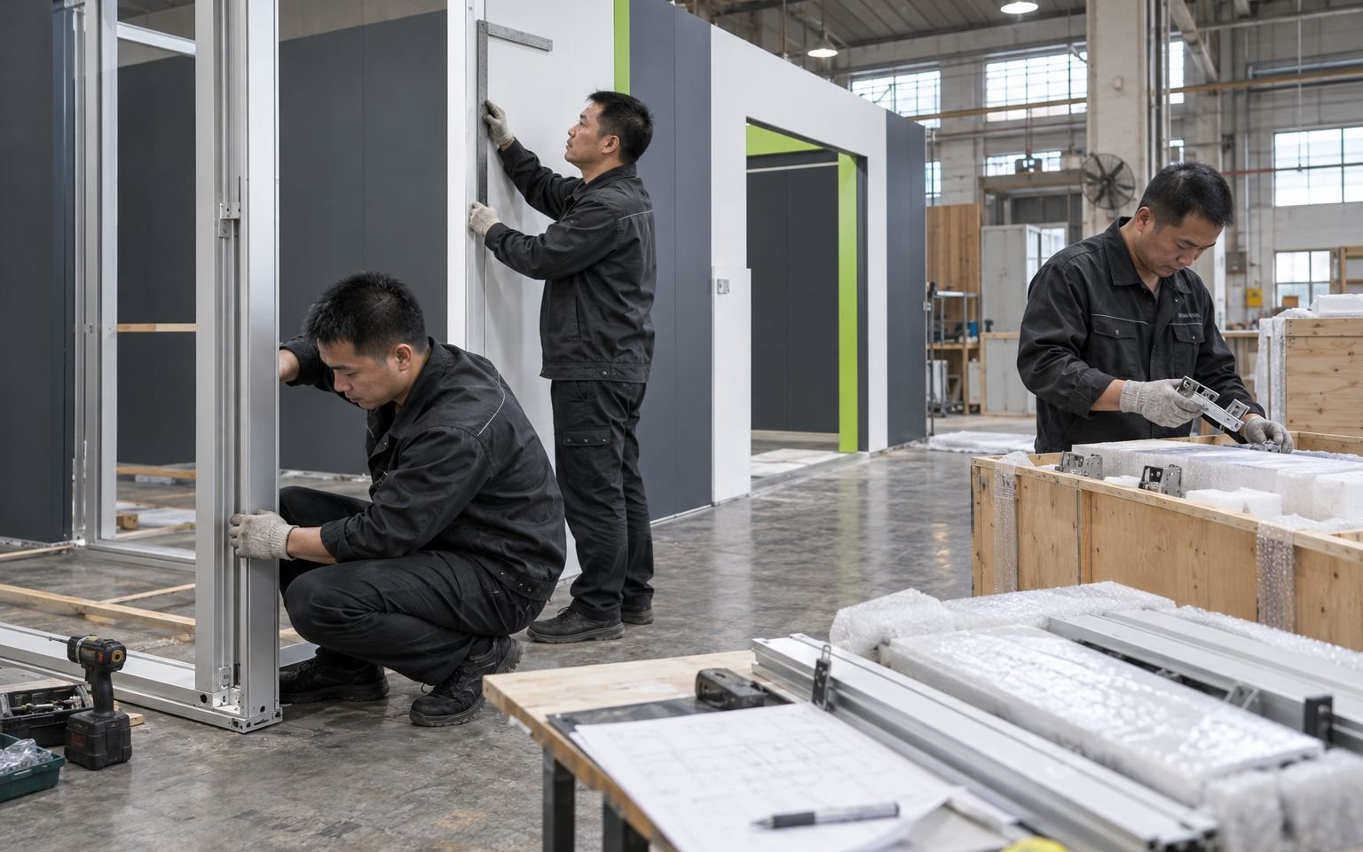 Chinese exhibit production and preassembly team