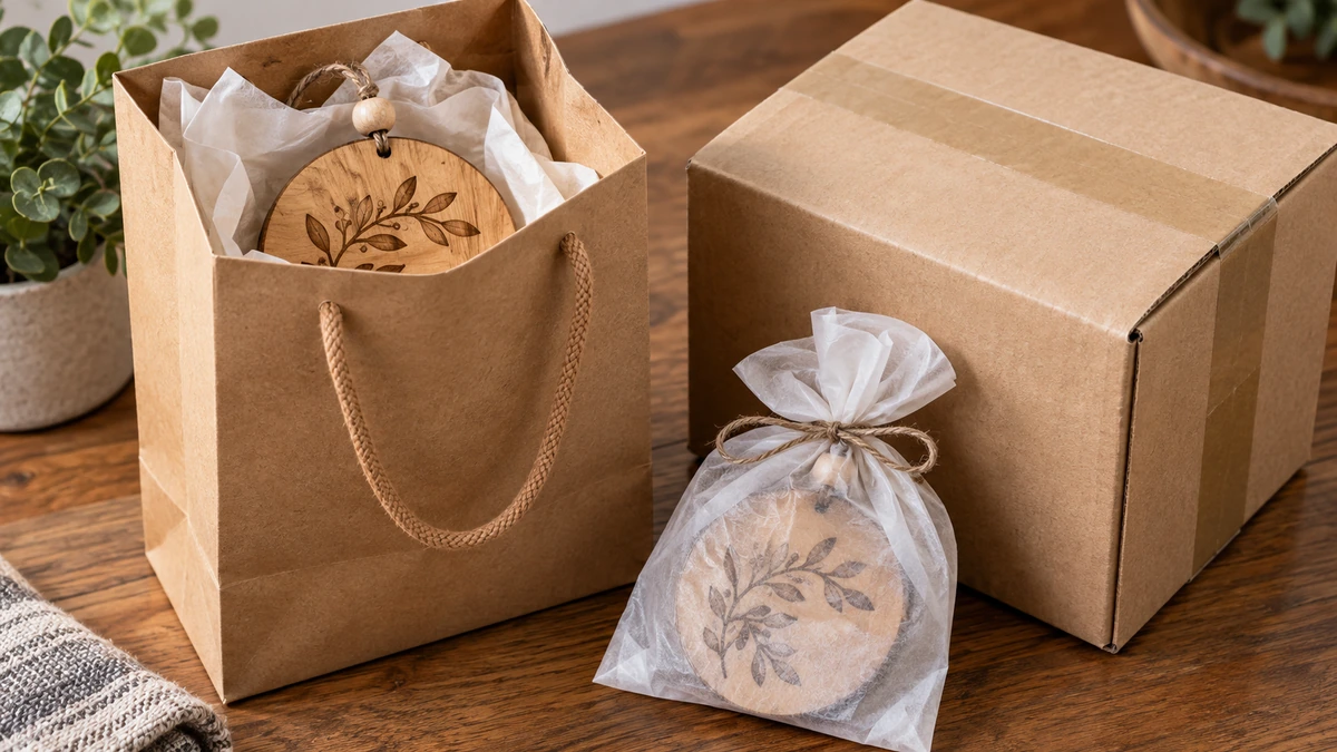 A gift ready for collection beside a protected shipping package