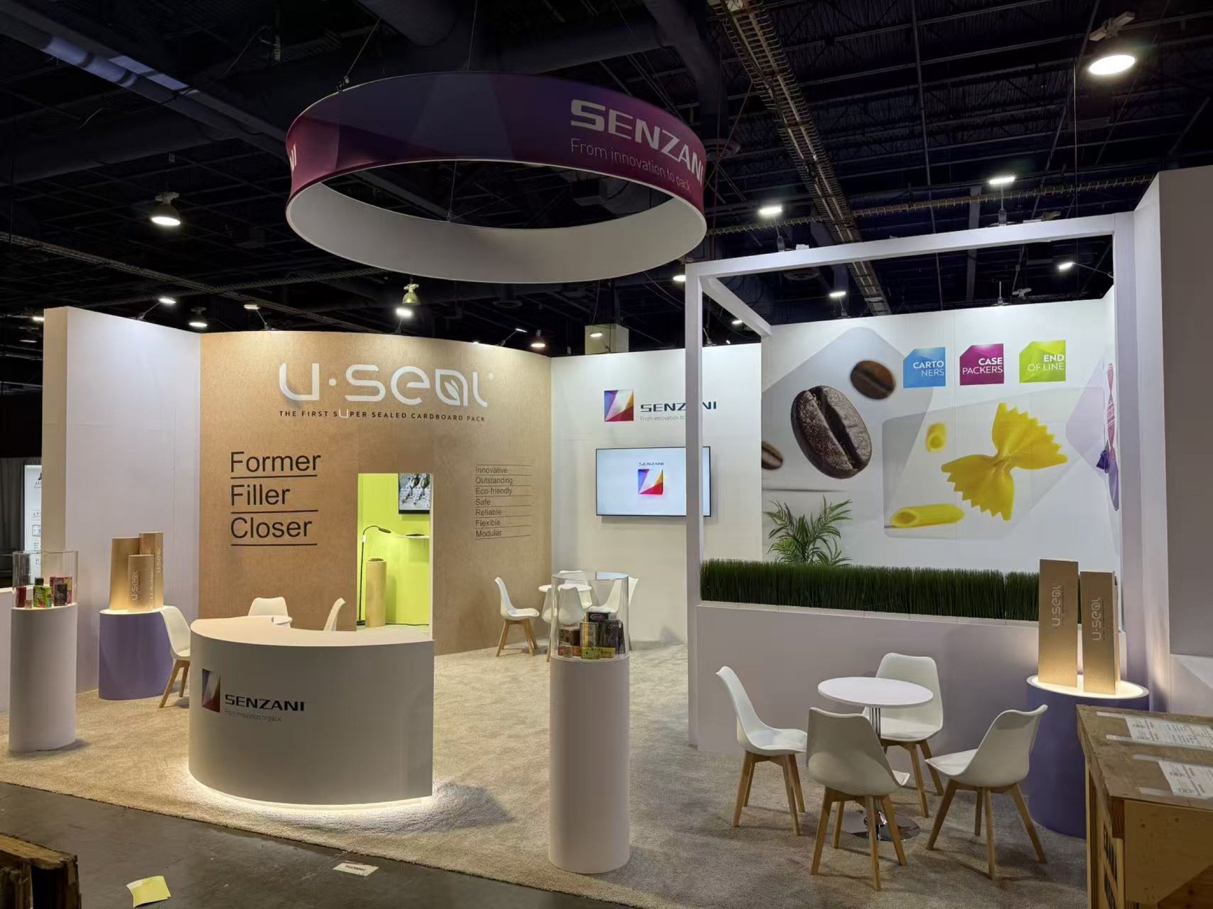 Senzani 20x30 trade show booth display at PACK EXPO 2025