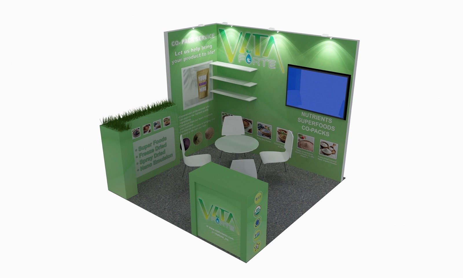 White-background 10 by 10 trade show booth 3D design