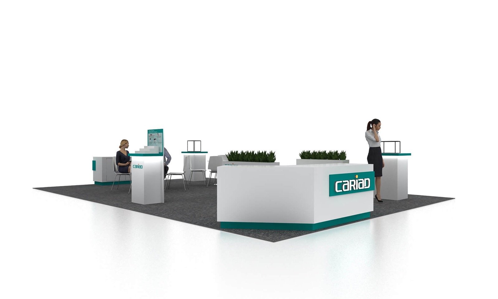 White-background 20 by 30 trade show booth 3D design