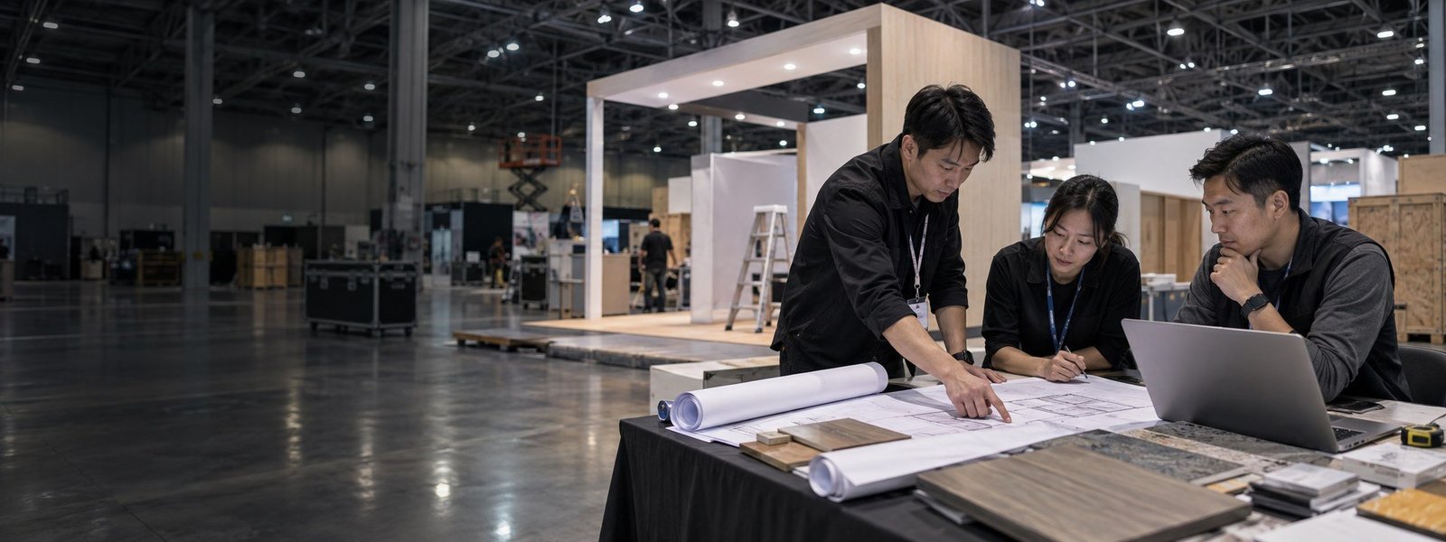 Chicago trade show booth planning team in a convention hall