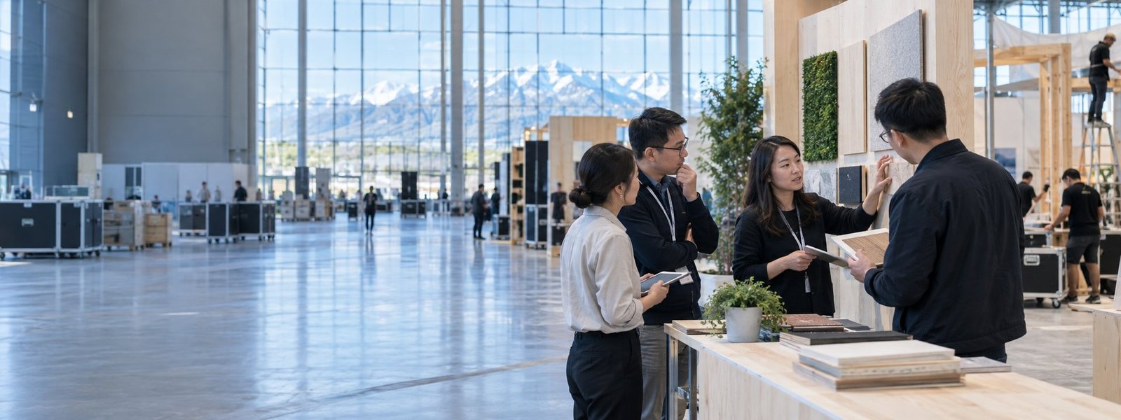 Denver trade show booth planning team in a convention hall