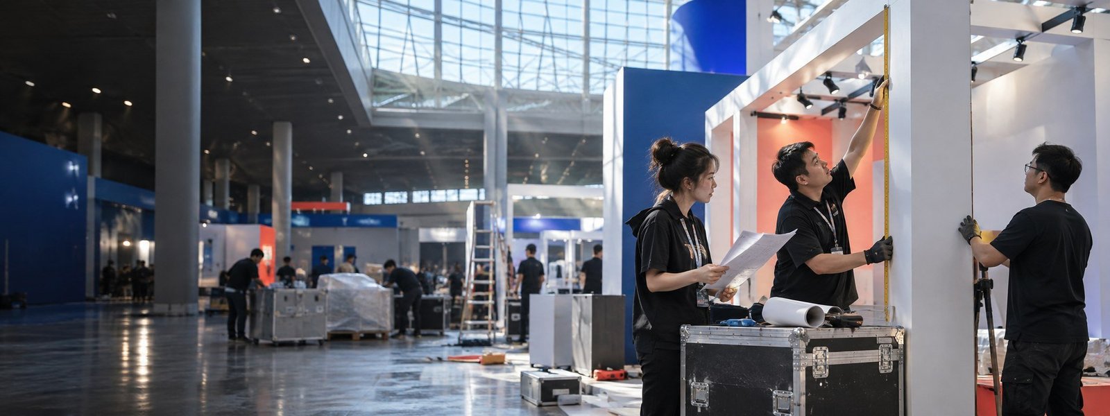 Los Angeles trade show booth planning team in a convention hall