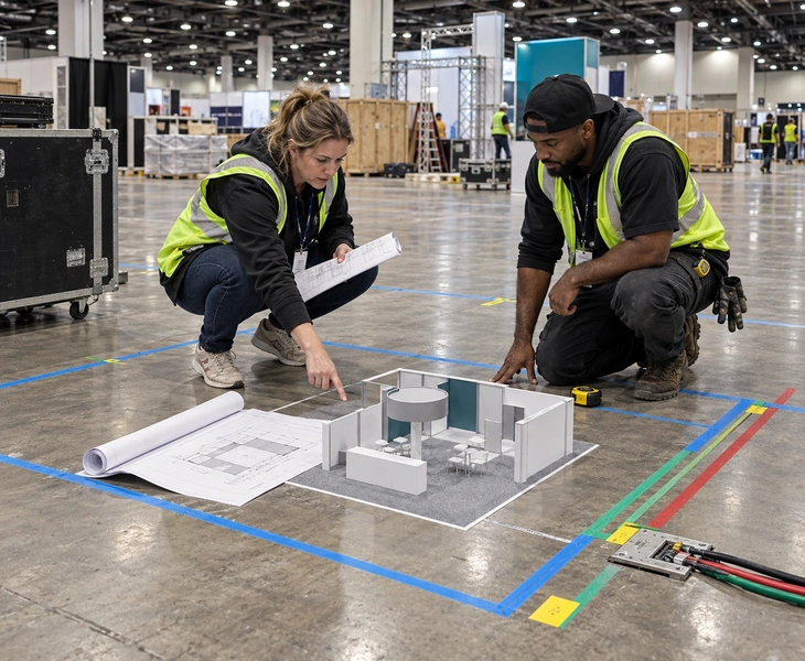 Salt Lake City booth planning model aligned with hall footprint and service routes
