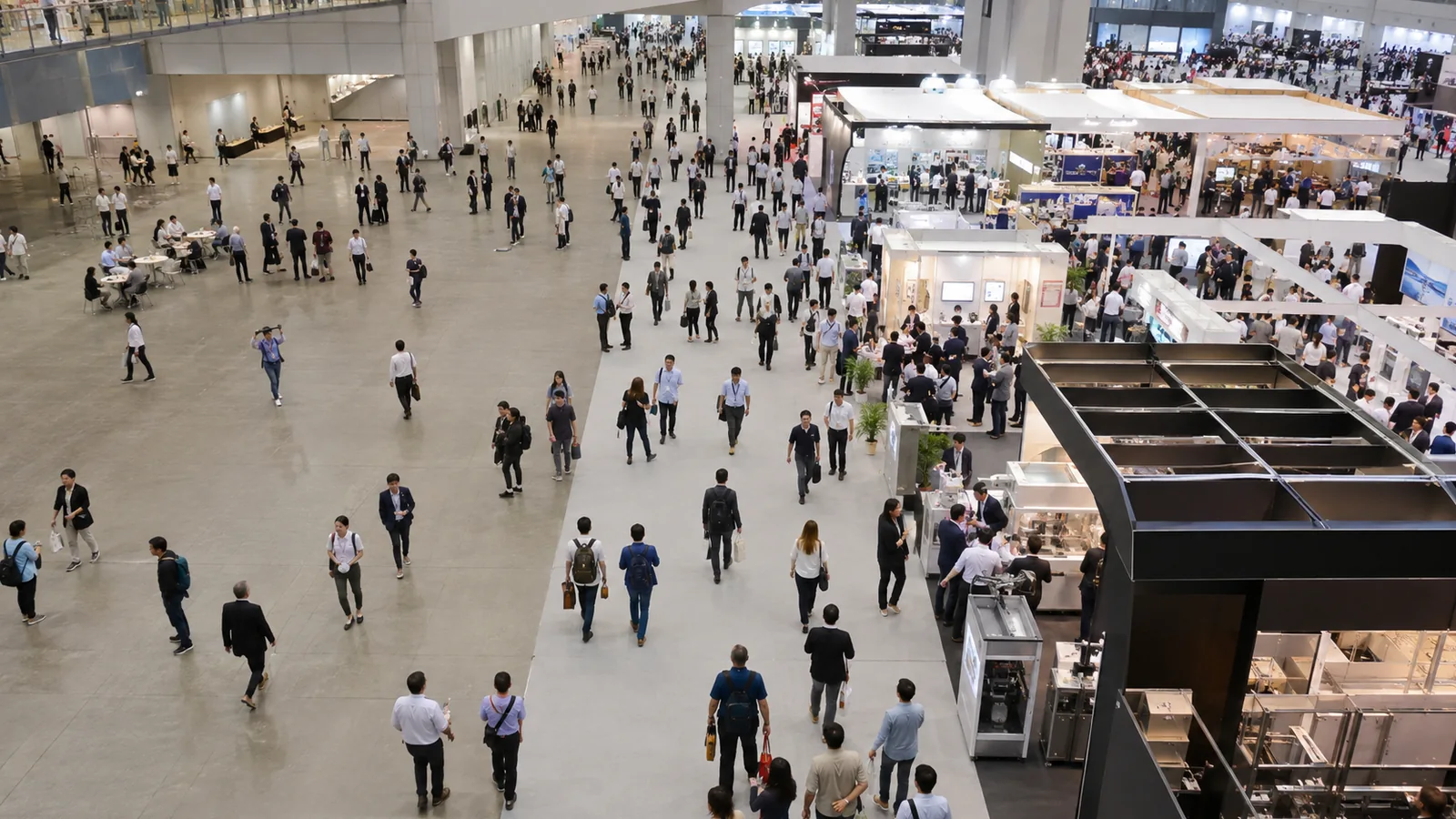 Exhibition zones illustrating differences in trade show space traffic and exhibitor density