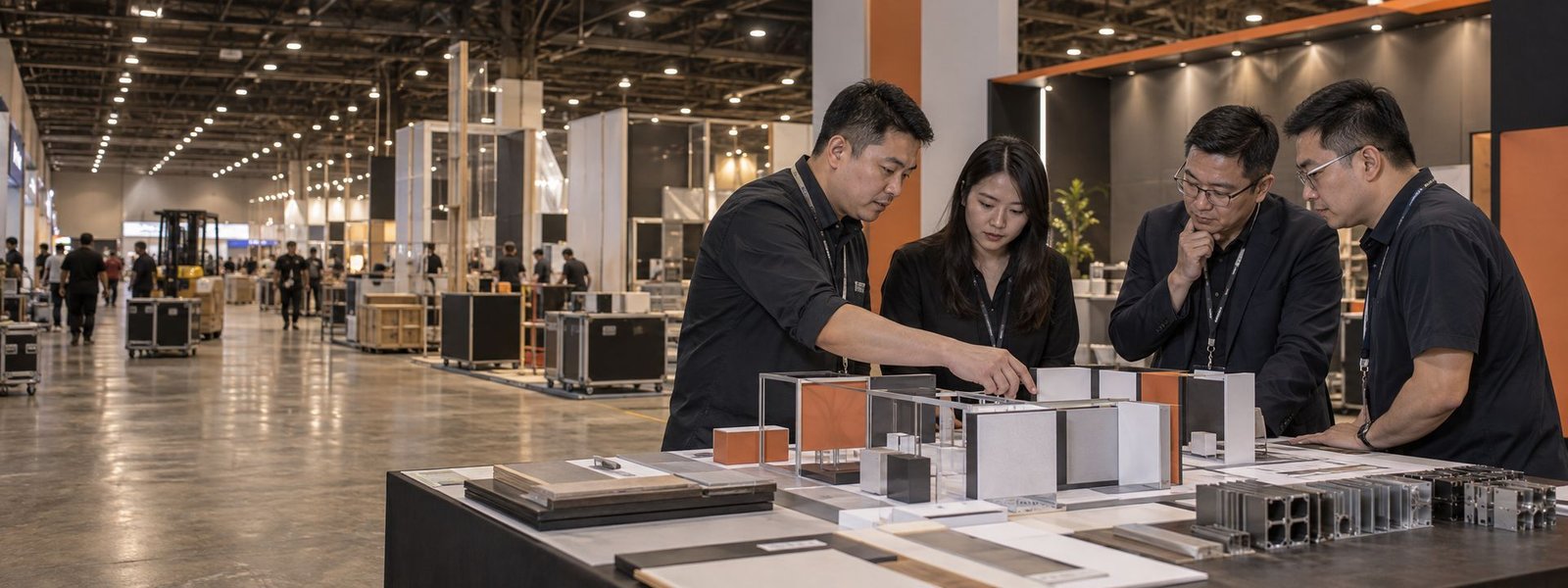 Houston trade show booth planning team in a convention hall