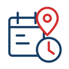 Show-site coordination with location and schedule icon