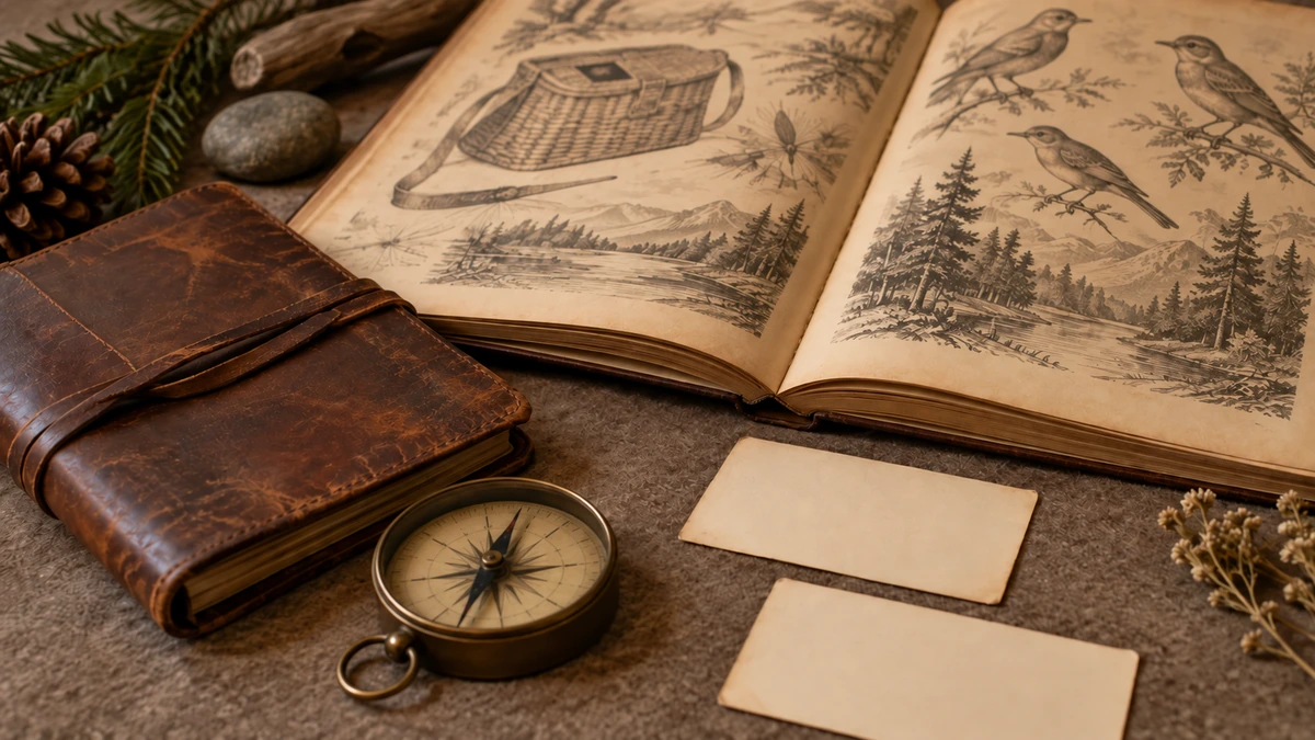 Period literature and memorabilia arranged as a collection display