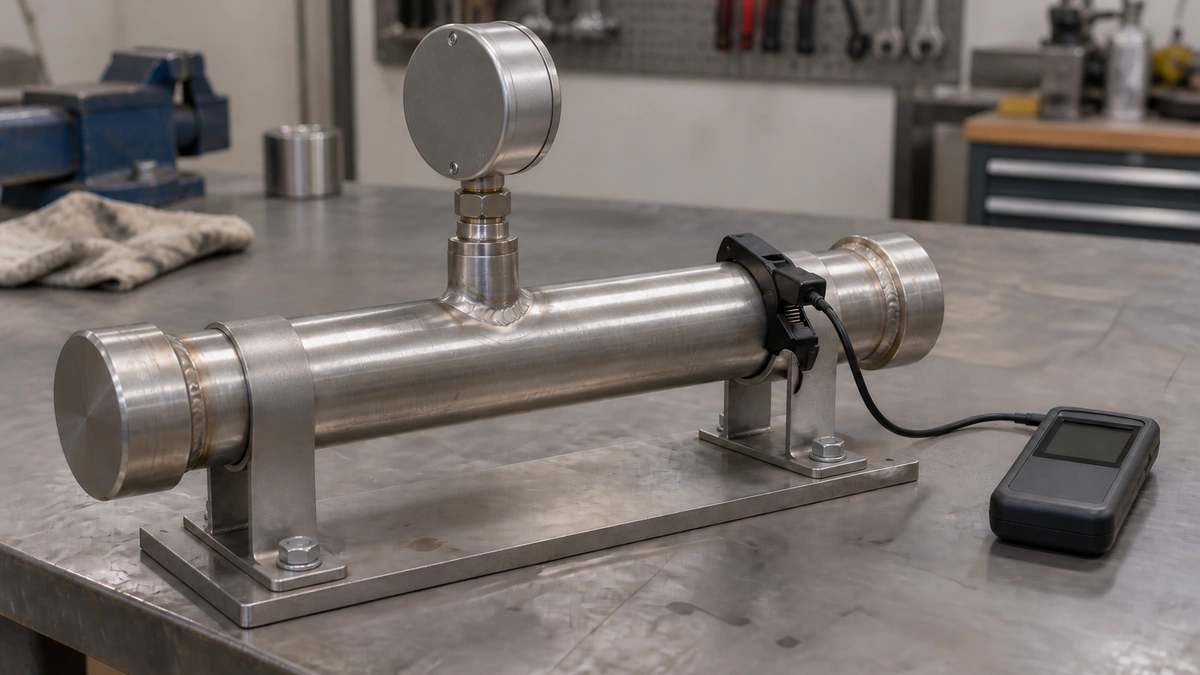 Industrial piping and measurement instruments on a training display