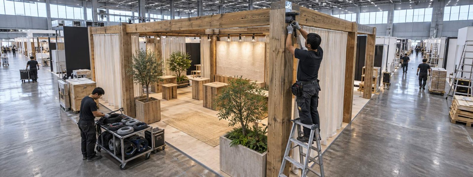 Wisconsin Exposition Center exhibitor booth planning team in a modern convention hall